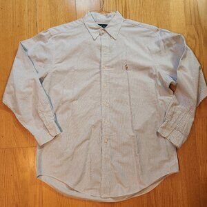 Ralph Lauren Yarmouth Blue Stripe Oxford Button Down Shirt Men's 16.5 34/35